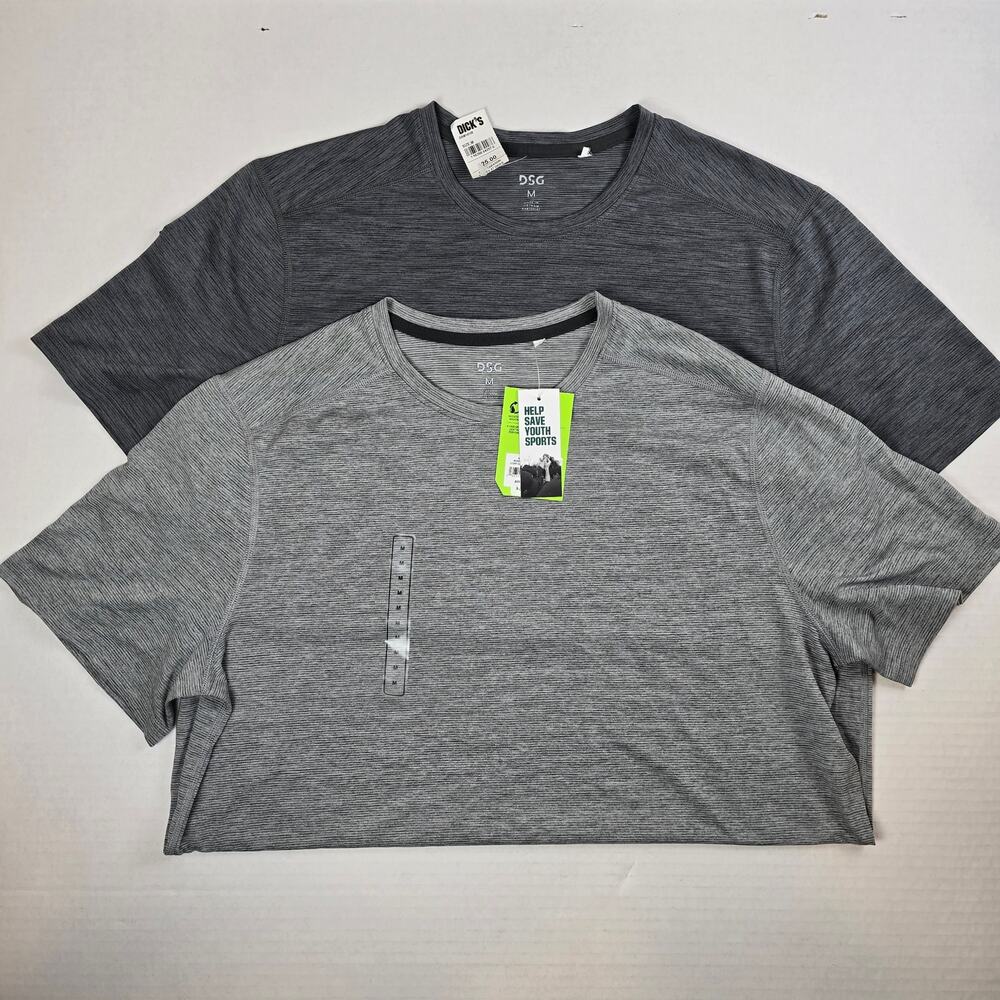 DSG Mens Size M Movement Tee Bundle Light Gray & Charcoal Gray Moisture Wicking